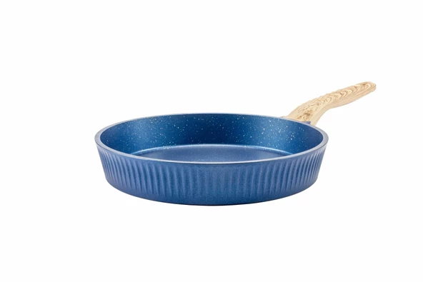 Febern Premium Bio Granit Alüminyum Döküm Nisch Tava Seti (Klasik Mavi-Açık Ahşap Kulp) - 2