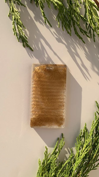 Tırtıklı Gold Renk Süslemeli Dikdörtgen Şekil Kitap Defter Ayracı El Yapımı Epoksi - 3