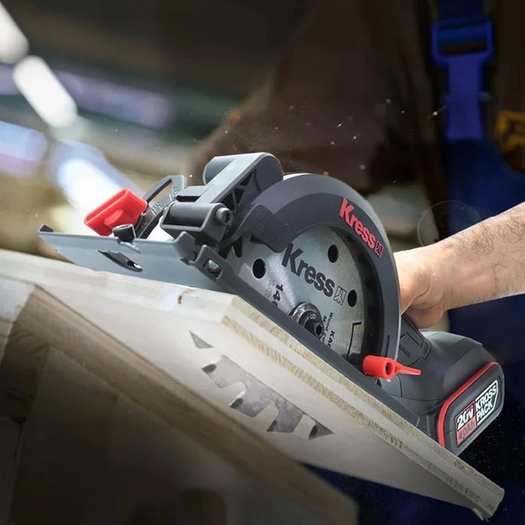 Kress KUE11 20Volt 4.0Ah. Li-ion 140MM Çift Akülü Kömürsüz Profesyonel Çok Amaçlı Daire Testere - 9