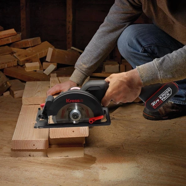 Kress KUE11 20Volt 4.0Ah. Li-ion 140MM Çift Akülü Kömürsüz Profesyonel Çok Amaçlı Daire Testere - 6