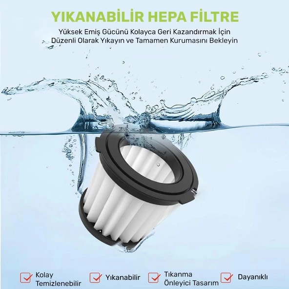 Worx WA6077 WX030 Şarjlı Süpürge İçin Yedek HEPA Filtre - 5