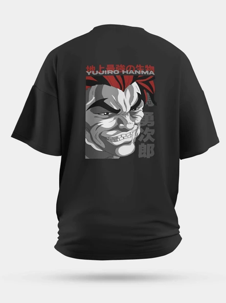 Oversize Hanma Yujiro Baki Baskılı Unisex Tişört