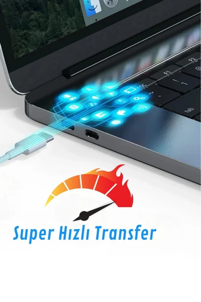 15 / 15 Plus / 15 Pro / 15 Pro Max uyumlu  Orijinal Şarj Kablosu Type-c 60W Örgü Kablo - 7