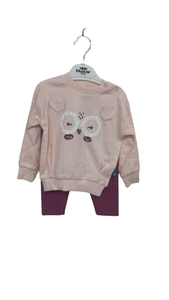 uğurböceğiçocuk Göz Tavşan Baskılı Kız Çocuk Takım 24613 - 12