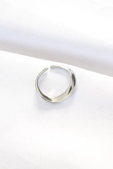 Yassı Silver Renk Ayarlanabilir Yüzük - TJ-BYK3100 - 2