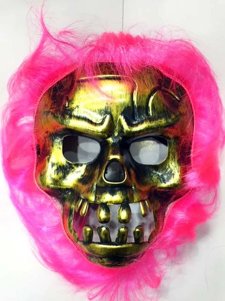 Cadılar Bayramı Pembe Saçlı Maske - 1