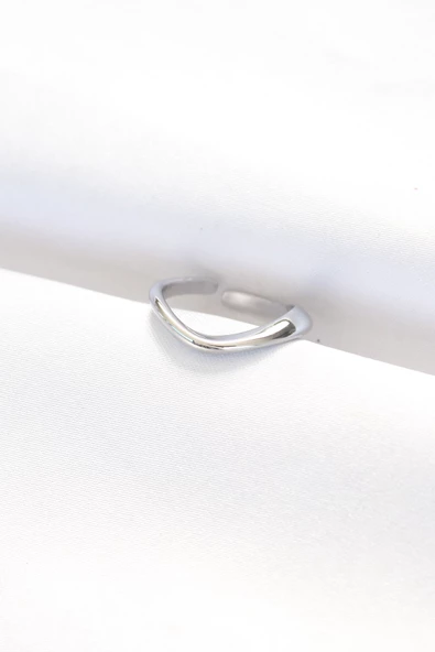 Yassı Silver Renk Ayarlanabilir Yüzük - TJ-BYK3100 - 1