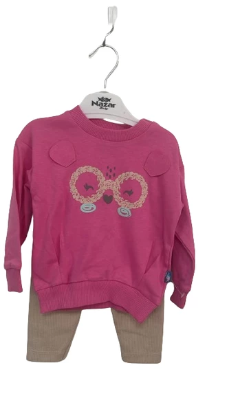 uğurböceğiçocuk Göz Tavşan Baskılı Kız Çocuk Takım 24613 - 2