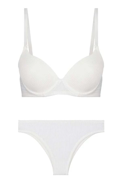 Fitilli Sütyen Takım - Ekru - 2