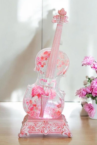 37 Cm Kristal Küre Keman Müzik Kutusu Flamingo - Bluetooth'lu LED Gece Lambası