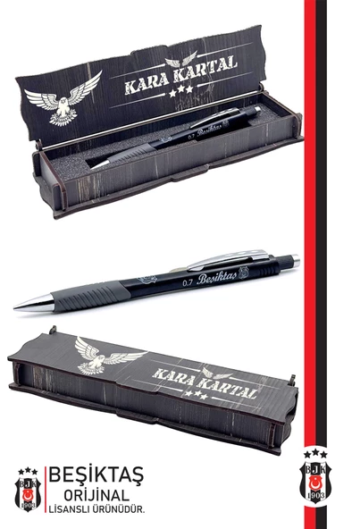 Beşiktaş Orijinal Lisanslı Metal Gövde Versatil Uçlu Kalem 0.7 Hediyelik Ahşap Kutulu - 11