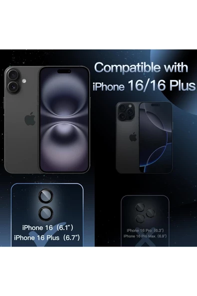 iPhone 16 / 16 Plus Safir Dayanıklı Görüntü Kalitesini Bozmayan Safir Lens Koruyucu - 10