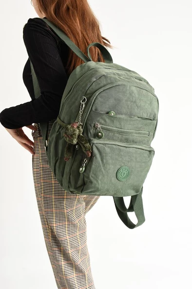 Klinkır Hafif Kadın Sırt Çantası 38*28 Cm Günlük Kullanım İçin İdeal Çok Cepli Hafif Su İtici Kumaş - Resim 7