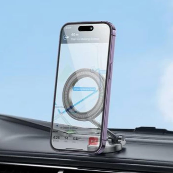 Telefonu Tutacağı Manyetik Araç Katlanır 360 Derece Dönen Telefon Standı - 4