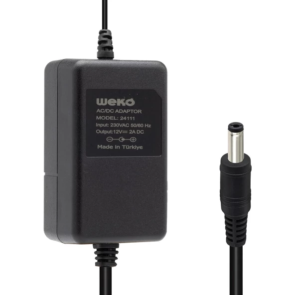 WEKO 12 VOLT - 2 AMPER 5.5*2.1 UÇLU YERLİ ÜRETİM PLASTİK KASA MASAÜSTÜ ADAPTÖR