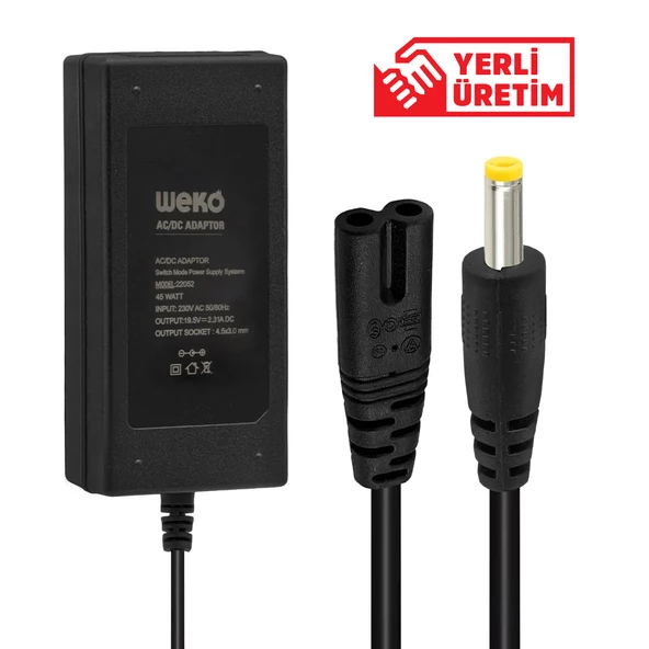 WEKO 19.5 VOLT - 2.31 AMPER 4.8*1.7 UÇLU YERLİ ÜRETİM NOTEBOOK ADAPTÖR