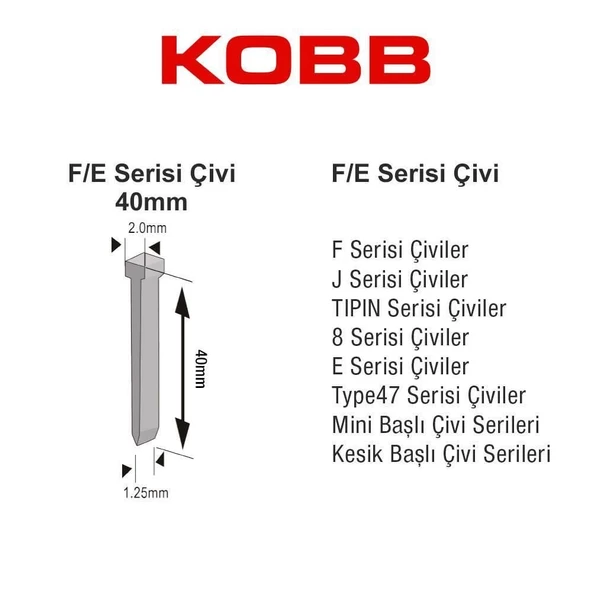 Kobb KBZ40F 40 mm 2500 Adet Çivi