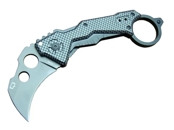 Quartermaster DA46 Karambit Outdoor Çakı 18 cm - Tırtıklı, Karbon Fiber Sap