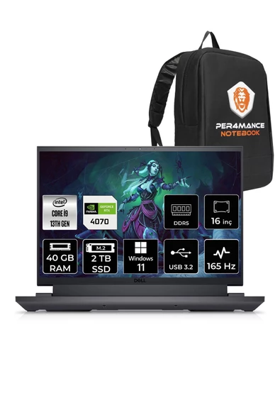 Dell G16 7630 i9 13900HX 40GB 2TB SSD RTX4070/8GB 165Hz 16" QHD W11H G76302401020 & PER4 ÇANTA - 1