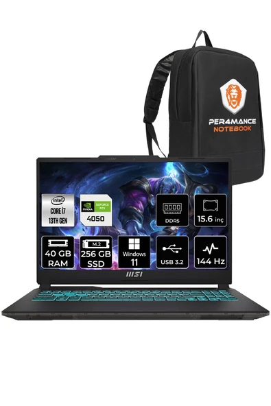MSI Cyborg 15 i7-13620H 40GB 256GB SSD RTX4050/6GB 15.6" FHD 144HZ W11P A13VE-897XTR & PER4 ÇANTA - 1