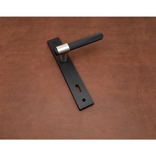 Punch Mat Siyah İnox Lüx Zamak Aynalı Oda Kapı Kolu 1 Takım ürün görseli