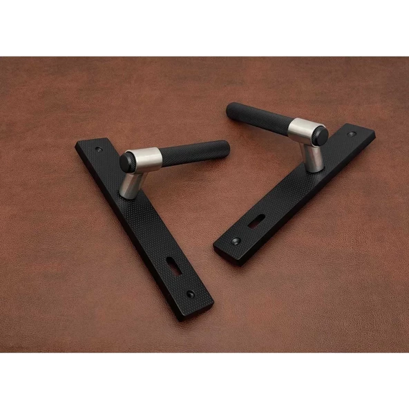 Punch Mat Siyah İnox Lüx Zamak Aynalı Oda Kapı Kolu 1 Takım - Resim 2