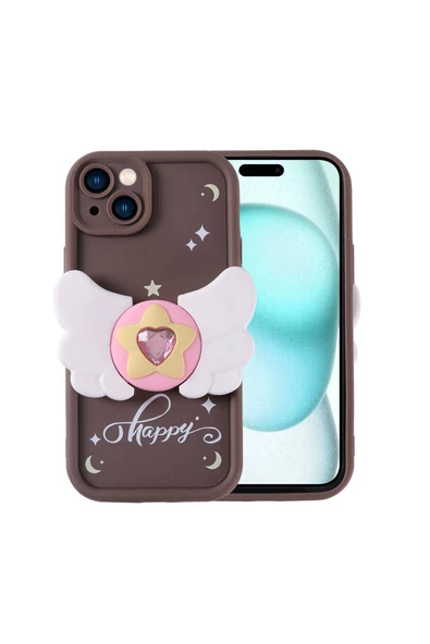iPhone 15 Plus Kılıf Kamera Korumalı Figür Tasarımlı Kapya Kapak