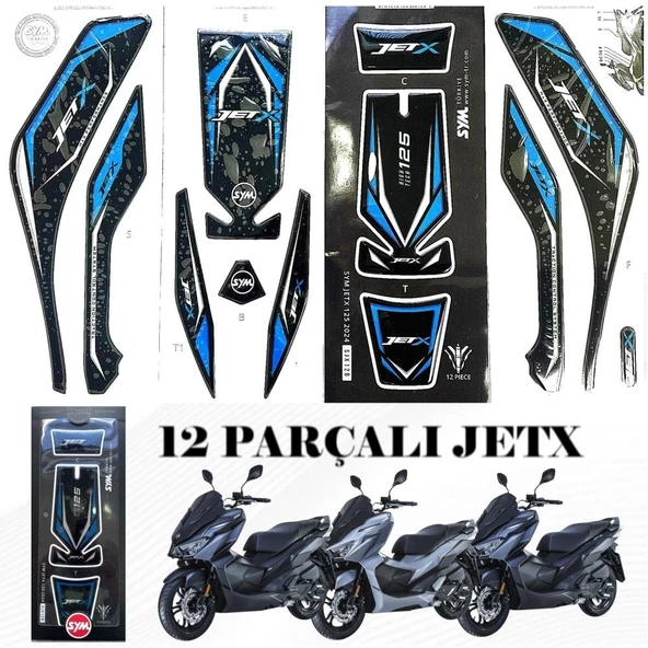 SYM JET-X 125 TANK PED SETİ 12 PCS MAVİ