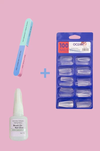 100'lü Kutulu Balerin Protez Takma Tırnak+7 Aşamalı Törpü+Tırnak Yapıştırıcı Set - Resim 2