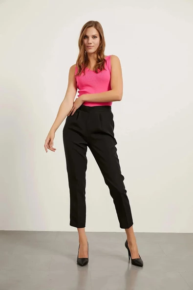 Kadın Merdiven Yaka Crop Triko Bluz - 10