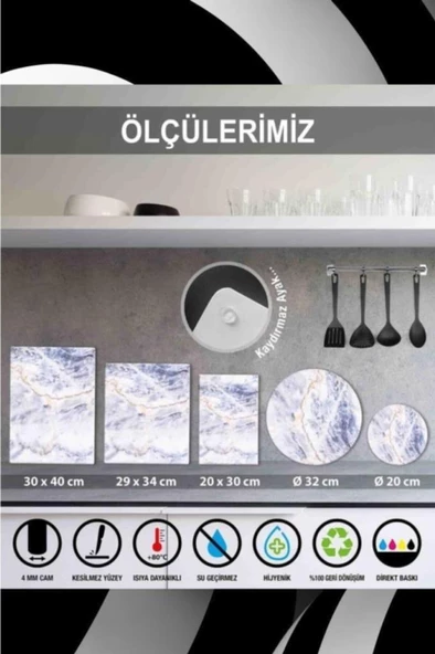 Çap 27 İki Şezlong Desenli Cam Sunumluk Amerikan Servis Supla - 2