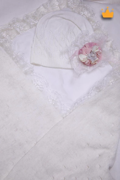 Babyhola Triko Battaniye Kundak Tokası Pamuk Örtü Bere 4'lü Kutulu Set Bebek Hediyesi 12799 - 4