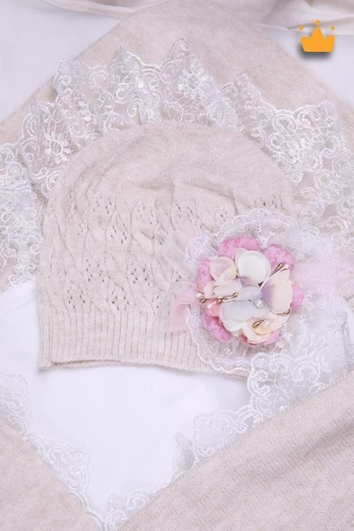 Babyhola Triko Battaniye Kundak Tokası Pamuk Örtü Bere 4'lü Kutulu Set Bebek Hediyesi 12799 - 5