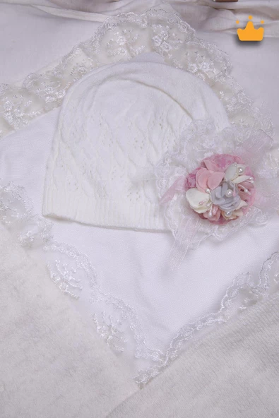 Babyhola Triko Battaniye Kundak Tokası Pamuk Örtü Bere 4'lü Kutulu Set Bebek Hediyesi 12799 - 6