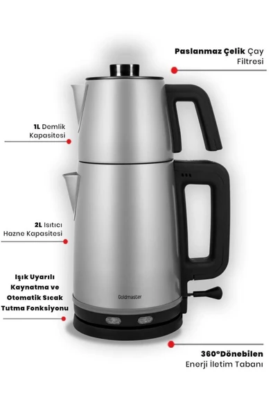Goldmaster Sefam By-5314 2200 W Çelik Çay Makinesi Inox - 11
