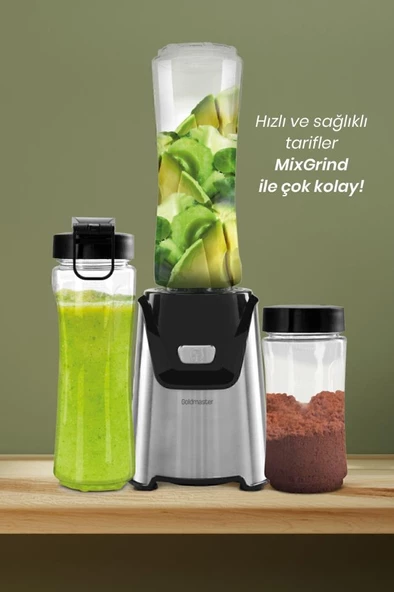 Goldmaster Mixgrind 2in1 Paslanmaz Çelik Bıçaklı Kişisel Smoothie Blender ve Kahve Baharat Öğütücü - 6