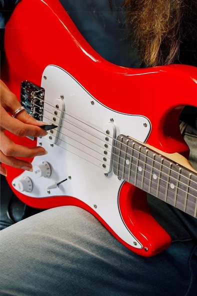 Midex CEG-36RD 8-12 Yaş Çocuklar İçin Amfili Full 3/4 36 İnç Elektro Gitar Seti Kırmızı - 4
