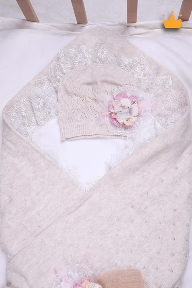 Babyhola Triko Battaniye Kundak Tokası Pamuk Örtü Bere 4'lü Kutulu Set Bebek Hediyesi 12799 - 3