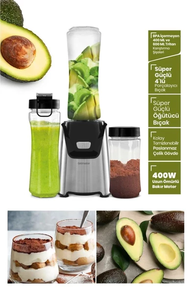 Goldmaster Mixgrind 2in1 Paslanmaz Çelik Bıçaklı Kişisel Smoothie Blender ve Kahve Baharat Öğütücü - 11