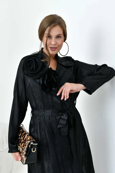 Kadın Abaya Kap Siyah 30864 - 5