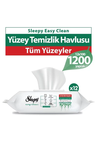 Sleepy Easy Clean Yüzey Temizlik Havlusu100 Yaprak X 12 Adet