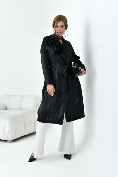 Kadın Abaya Kap Siyah 30864 - 4