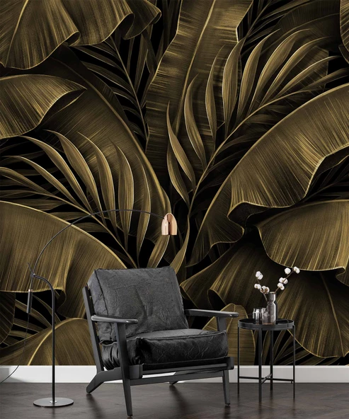 Tropikal Yaprak Temalı Duvar Kağıdı Baskı - Resim 6