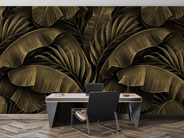 Tropikal Yaprak Temalı Duvar Kağıdı Baskı - Resim 4