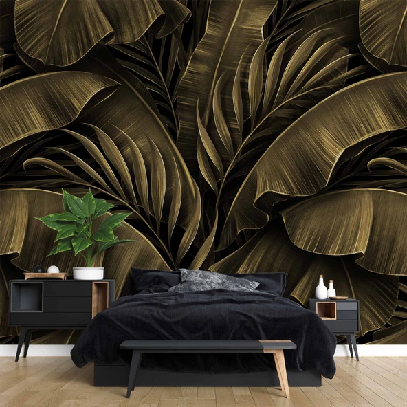 Tropikal Yaprak Temalı Duvar Kağıdı Baskı - Resim 2