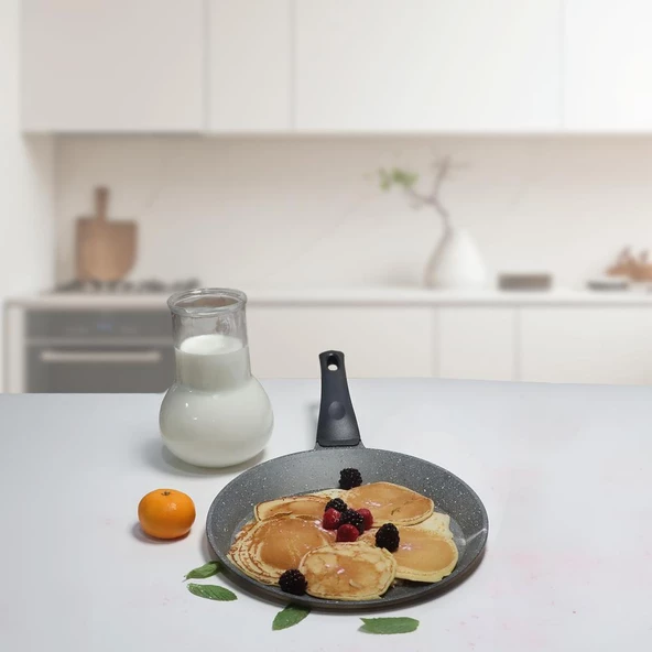Serenk Fun Cooking Defne Alüminyum Döküm Granit Kaplama Krep Tava 22 cm Sarı - 8