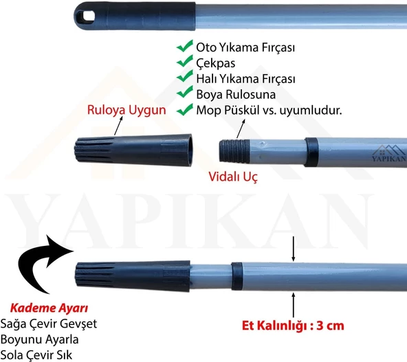 Teleskopik Metal Ayarlanabilir Sırık - 3