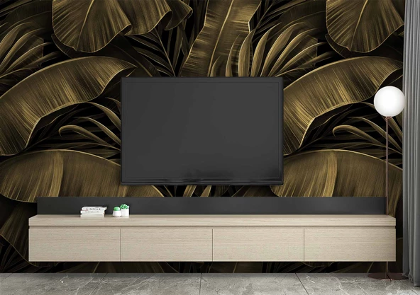 Tropikal Yaprak Temalı Duvar Kağıdı Baskı - Resim 3