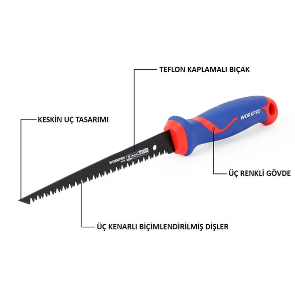 WORKPRO WP215017 150mm Hızlı Kesim Profesyonel BI-METAL Alçıpan Testeresi - 4