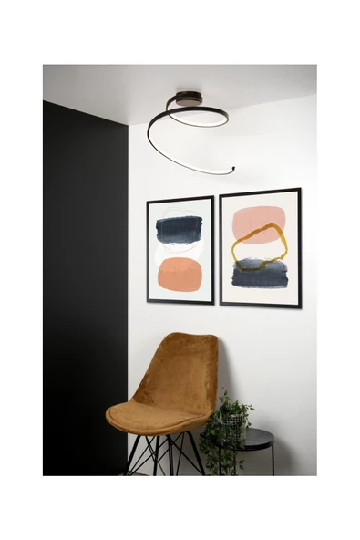 Zile / Plafonyer Avize / 40 cm / Antrasit Gövde / 3 Renk Işık - 2